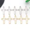 Colgante Cruz Hueca Dos Tonos Acero Inoxidable 10x18mm Colgante para Collar DIY Accesorios para Ropa Paquete de Materiales para Accesorios