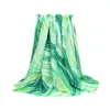 Lenço de Seda Falsa Novo para Comércio Exterior Primavera Verão Feminino Toque de Luxo Estampa Ondulada Leve Proteção Solar Lenço de Seda Versátil