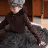 Camiseta Básica de Cuello Alto Corto para Niñas, Nueva Ropa de Otoño e Invierno, Suéteres de Punto para Niños Pequeños y Medianos, Tops Coreanos de Moda para Niños de Otoño e Invierno, Tendencia