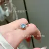 Anillo de Jade Azul Natural al por Mayor para Mujer, con Incrustaciones de Plata S925, Diseño Fresco, Estilo Xiaohongshu