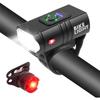 Nuevas luces delanteras para bicicleta nocturnas con carga USB [2 luces] luces de bicicleta de aluminio ajustables de cerca y de lejos