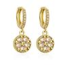 Aogu Pendientes de Zircón Exquisitos de Moda Ins Europea y Americana para Mujer Cobre Chapado en Oro de 18K Pendientes de Mariposa Flor Suministro Transfronterizo