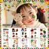 Pegatinas de Tatuaje de Brillo Navideño, Impermeables de Larga Duración, Lindos Diseños de Dibujos Animados de Gatitos y Papá Noel, Maquillaje para Eventos Festivos