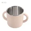 Nueva Taza de Silicona con Doble Asa de Acero Inoxidable para que los Bebés Beban Agua, Resistente a Caídas, Hecha de Material de Silicona de Grado Alimenticio para Bebés y Niños Pequeños