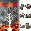 Dia dos Mortos desenho animado padrão colorido gato caveira 2D madeira feriado atmosfera de quintal decoração pingente ornamento