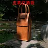 Bolsa de Regalo para Vino Tinto de Cuero PU, Paquete Doble Caja de Regalo de Embalaje de Vino Tinto de Gama Alta, Bolsa de Regalo tipo Satchel para Vino Extranjero