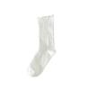 Calcetines de Algodón Puro para Mujer, Estilo Delgado de Verano, Calados, Antiolor, Absorbentes de Sudor, Calcetines Caídos, Blanco Grisáceo, Estilo Japonés, Borde Fruncido, Calcetines de Tubo Largo para Hombre