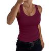 2025 Amazon Camiseta Casual de Canalé de Cuello Redondo Bajo para Mujer Sin Mangas Elástica Ajustada Básica Top para Mujer