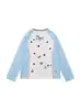 Camiseta de manga larga con estampado de oso retro americano y retazos a rayas para mujer, nuevo estilo de otoño, top versátil casual holgado, moderno