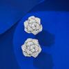 Mujing jóias 2023 novo S925 prata luxo diamante incrustado camélia rosa brincos para mulheres requintado versátil