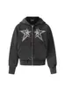 Sudadera con capucha de estrella de cinco puntas con pedrería estilo americano, moda urbana personalizada, chaqueta casual holgada Harajuku de manga larga para hombres y mujeres