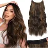 Peluca Kony Estilo Europeo y Americano Peluca para Mujer Postizo Natural Pieza Única Cabello Largo Rizado Fibra de Alta Temperatura Extensiones de Cabello con Hilo de Pescar
