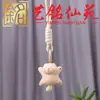 Gato de talla en madera de haya artesanía de madera gato lindo colgante de llavero cordón llavero regalo de juego cultural