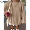Suéter pullover outono e inverno transfronteiriço da Amazon para mulheres, casual, gola redonda, tricotado em ponto trançado, padrão losango, solto, moderno, malha