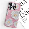 Popular en Japón y Corea, funda de teléfono blanca floral 15pro rosa de cobertura total dos en uno para iPhone17, funda protectora para niñas