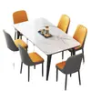 Mesa de Comedor Rectangular de Piedra Sinterizada Brillante Italiana y Juego de Sillas para Hogar Apartamento Pequeño Lujo Ligero Minimalista Moderno Apartamento de Alquiler