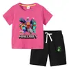 Camiseta Infantil 2026 Verão Nova Roupa Infantil de Comércio Exterior Estilo Ins Coreano Algodão Manga Curta e Shorts Conjunto de Duas Peças Infantil