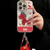 Cordón de Peluche de Pony Adecuado para Funda de Teléfono Apple 17 Año Nuevo 15 Pro Max Tacto de Alta Gama 16 Xiaomi 14 Funda Protectora