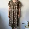 Vestido de Algodón y Seda para Mujer, Verano Manga Corta, Moderno y Elegante, Dobladillo Ancho Camisón, Estilo Mamá Joven, Modelo 2025