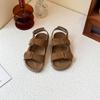 Sandalias para Niños 2025 Verano Nuevos Zapatos Birkenstock para Niños Estilo Coreano Zapatos de Playa para Niñas Suela Suave Ligeras Punta Abierta Retro