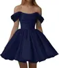 Vestido de Noche Nuevo de Verano de un Hombro Amazon Comercio Exterior para Mujer Vestido Corto de Satén para Fiesta de Graduación