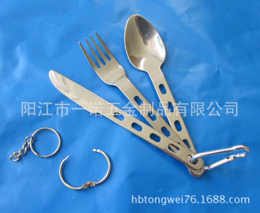 P-127C滚光野营餐具可组合三合一刀叉勺,组合餐具西餐刀叉