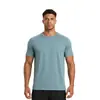 Camiseta de Cuello Redondo de Comercio Exterior para Hombre, Secado Rápido, Transpirable, Camiseta Estampada, Alta Elasticidad, Corte Holgado, Logo Estampado, Camisa de Manga Corta para Hombre para Deportes al Aire Libre