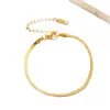 Acero de Titanio Chapado al Vacío en Oro de 18K Que No se Desvanece Cadena Plana de Serpiente Cadena de Hoja Collar de Acero Inoxidable Tendencia de Moda Europea y Americana