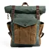 Mochilas Retro Europeas y Americanas para Hombres y Mujeres, Bolsas para Computadora de Viaje de Lona Encerada al Aceite, Bolsas de Montañismo para Deportes al Aire Libre