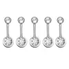 Set de Piercing de Ombligo Doble Diamante de Acero Inoxidable de 14g con Studs de Ombligo Incrustados de Diamante, Joyería de Piercing Corporal Europea y Americana