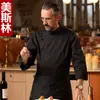 Uniforme de Cocina de Chef de Hotel para Hombre, Ropa de Manga Larga para Otoño e Invierno, Ropa de Trabajo Blanca Espesa para Restaurante
