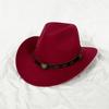 Sombrero Cowboy Occidental de Lana para Hombre y Mujer Europeo y Americano Hebilla de Cuero con Ala Grande Enrollada Sombrero de Copa Sombrero de Fieltro Sombrero de Jazz
