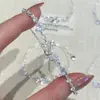 Suave en la muñeca~Pulsera de corazón con lazo de luz de estrellas brillante para mujer, nuevo modelo 2026, joyería de corazón azul de diamante para niñas