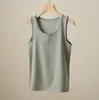 Camiseta sin mangas de algodón helado clase A para mujer, cuello redondo, fina, ajustada, elástica, con tirantes anchos, color liso, Ropa de verano para mujer