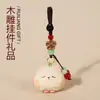 Llavero Colgante Tallado en Madera Hecho a Mano Gatito Colgante para Bolsa Curativa Linda para Mujeres Regalo de Cumpleaños