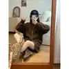 Toma real: Conjunto de ropa estilo coreano, suéter con capucha, cárdigan casual de punto, conjunto de dos piezas de falda corta casual para otoño e invierno para mujer