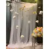 Cortina de Malla de Gasa para Techo de Boda de Colores Arcoíris Red de Fondo Decoración de Ambiente para Patio Pequeño y Centro Comercial
