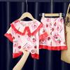 Comércio exterior verão pijamas infantis coreanos meninas gola boneca manga curta conjunto crianças grandes roupas de casa duas peças atacado