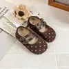 Nuevos Zapatos Mary Jane de Cuero con Puntos para Niña Colección Primavera 2026 Suela Suave Antideslizantes Zapatos de Princesa Estilo Coreano Lindos Zapatos Individuales para Bebé