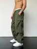 Pantalones de Trabajo de Secado Rápido Estilo Americano Personalizados Venta al por Mayor de Fábrica Cintura Alta Pierna Ancha Casual Deportivos Pantalones Paracaídas para Hombre