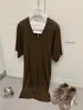 Vestido Bodycon Minimalista Elegante de Verão Feminino Estilo Coreano Solto Emagrecedor Decote V Manga Três Quartos W10401