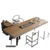 Mesa de Té y Juego de Sillas de Pizarra con Veta de Madera de Nogal para Uso Doméstico, Mesa de Té Estilo Chino Nuevo, Mesa de Café para Oficina, Sensación de Lujo Ligero y Gama Alta
