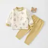 Conjunto de ropa interior de otoño para niñas, adecuado para niños de 1 a 3 años, que incluye tops y pantalones de otoño, pijamas cálidos de forro polar para invierno y un conjunto de ropa de estar de grado A.