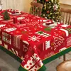Toalha de mesa de Natal, impermeável e à prova de óleo, toalha de mesa vermelha lavável, toalha de mesa atmosférica, decoração de mesa retangular, toalha de mesa longa
