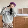 Sudaderas Americanas Retro Otoño e Invierno con Estampados, Cuello Redondo, Forro Polar para Mujer, Nuevo Estilo Coreano 2025, Manga Larga, Holgadas, Ropa Casual