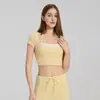 Top de Yoga Antibacteriano Refrescante Color Block Manga Curta Com Bojo Semifixo Corrida Slim-Fit Sutiã Esportivo Respirável Top Fitness