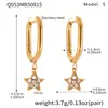 Miduoduo Joyería Europea y Americana Acero Inoxidable Estrella de Cinco Puntas Completamente Diamantados Zirconia Pendientes Chapados en Oro Real de 18K Elegantes Pendientes de Moda