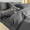 Juego de Cama de Lujo Ligero y de Gama Alta de Jacquard de Gasa de Tres Capas 100% Algodón de Cuatro Piezas, Funda de Edredón de Algodón Puro, Amigable con la Piel para Dormir Desnudo, Sábana, Juego de Cama a