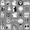 50 blanco y negro Halloween graffiti personalidad transfronterizo dibujos animados niños DIY funda para teléfono móvil pegatina para equipaje impermeable