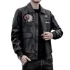 Ropa de cuero pu para hombre 2021 ropa para hombre con solapa bordada ropa de motocicleta primavera y otoño chaqueta de cuero casual de moda para hombre procesamiento personalizado